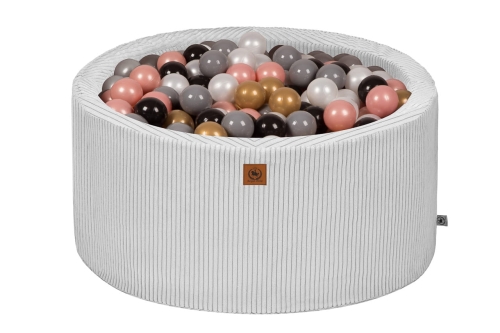 Suchy basen z kulkami szary sztruks