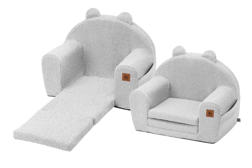 Fotelik rozkładany dla dziecka szary baranek | BOUCLE