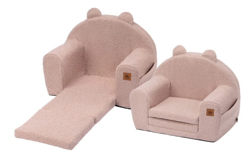 Fotelik rozkładany dla dziecka różowy baranek | BOUCLE