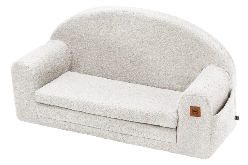 Sofa rozkładana kremowy baranek | BOUCLE