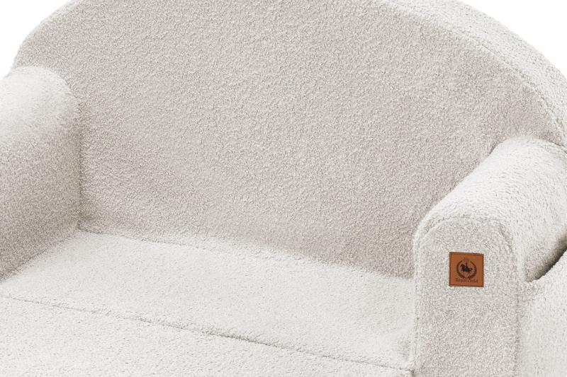 Sofa rozkładana kremowy baranek | BOUCLE