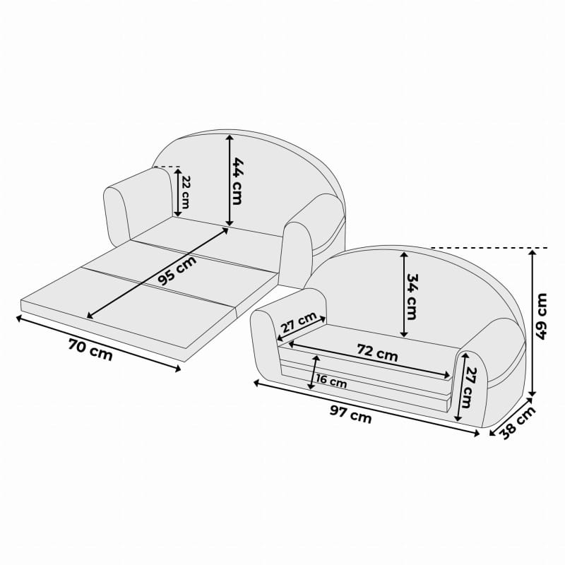 Sofa rozkładana kremowy baranek | BOUCLE