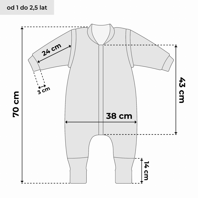 Śpiworek do spania od 1 do 2,5 lat z nóżkami kremowy velvet