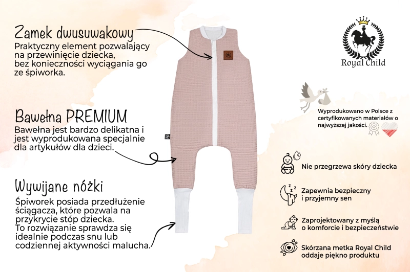 Śpiworek różowy waffle od 3 do 5 lat