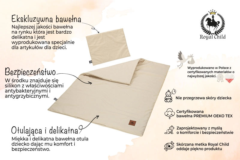 Pościel z wypełnieniem 75x100 z poduszką kremowa