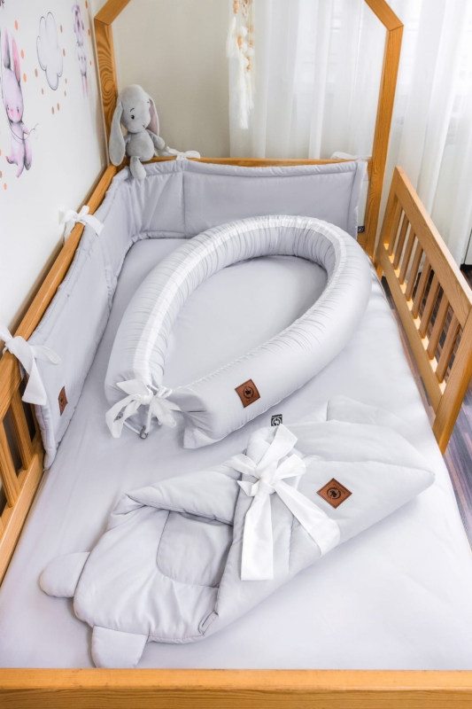 Kokon niemowlęcy z materacykiem MEMORY szary BAWEŁNA PREMIUM