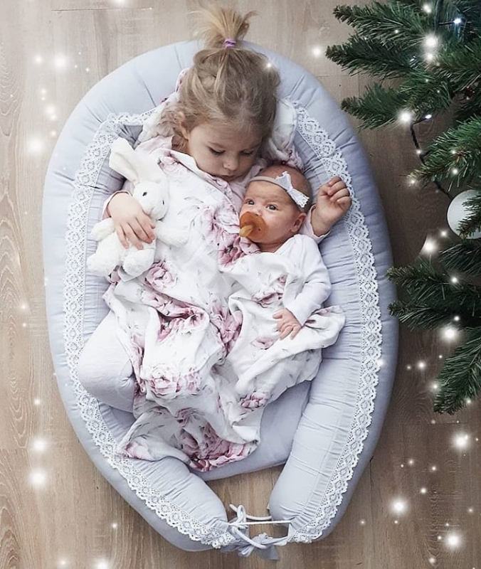 Kokon niemowlęcy z materacykiem MEMORY szary BAWEŁNA PREMIUM