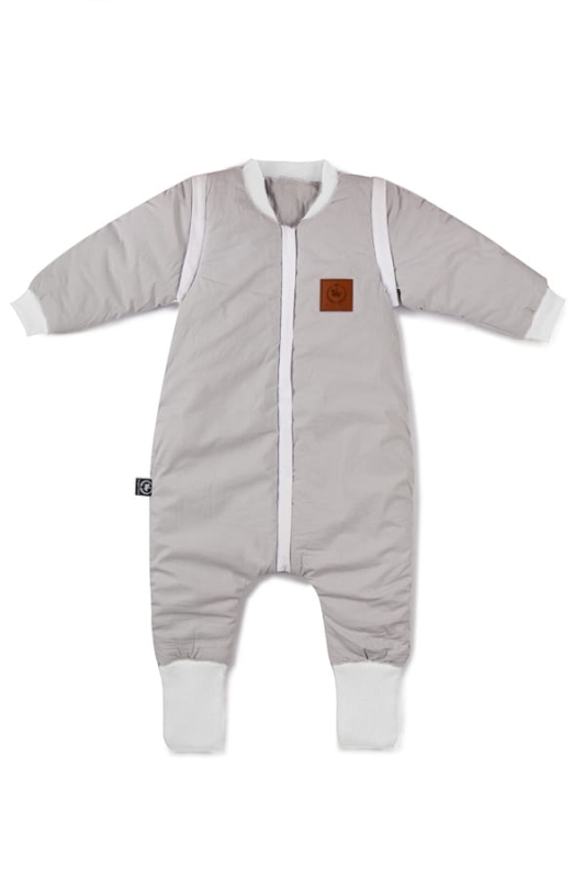 Śpiworek do spania od 1 do 2,5 lat z nóżkami szara bawełna Premium