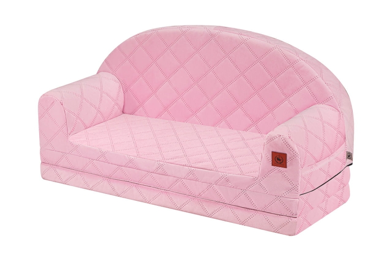 Sofa rozkładana XXL różowa pikowany velvet