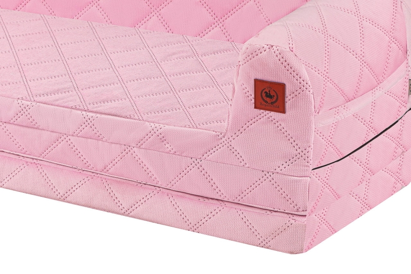 Sofa rozkładana XXL różowa pikowany velvet