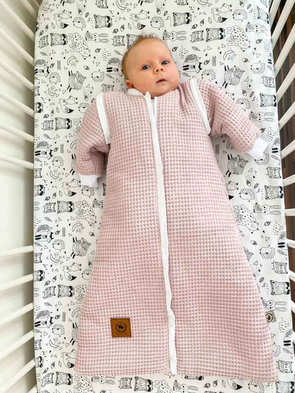 Śpiworek do spania od 0 do 1 lat różowy wafelek 