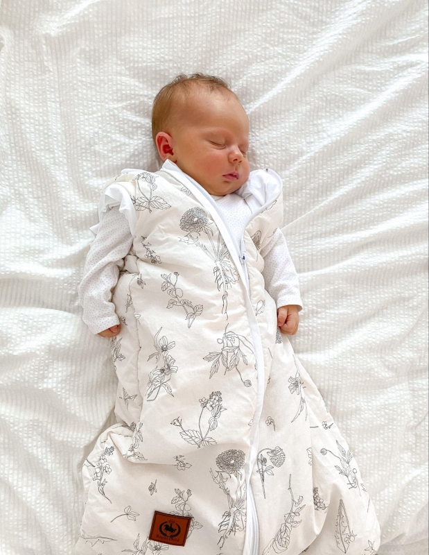 Śpiworek bawełniany od 0 do 1 lat kwiat Lnu bawełna PREMIUM