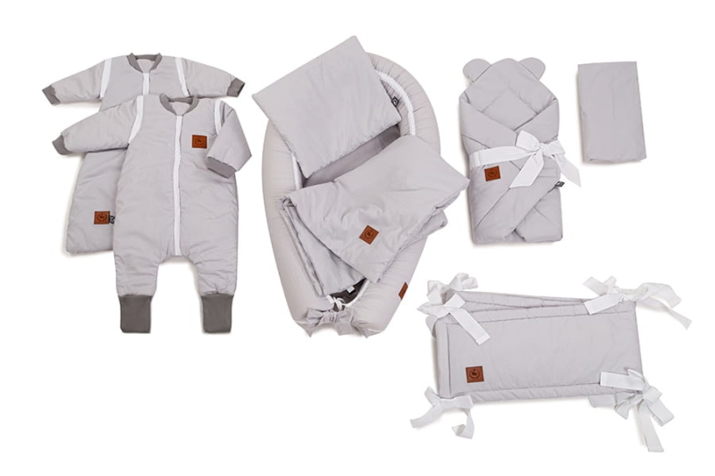 Śpiworek do spania od 1 do 2,5 lat z nóżkami szara bawełna Premium