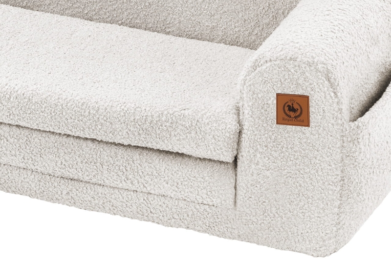 Sofa rozkładana XXL kremowy baranek | BOUCLE