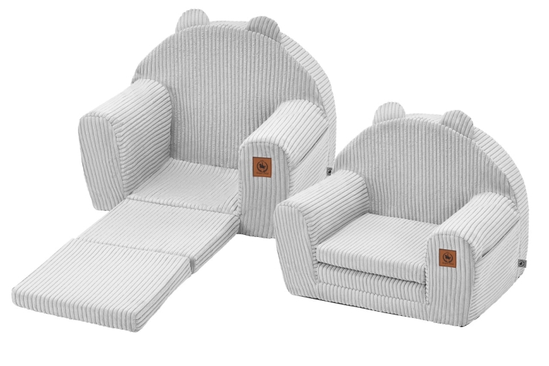 Fotelik rozkładany dla dziecka szary sztruks