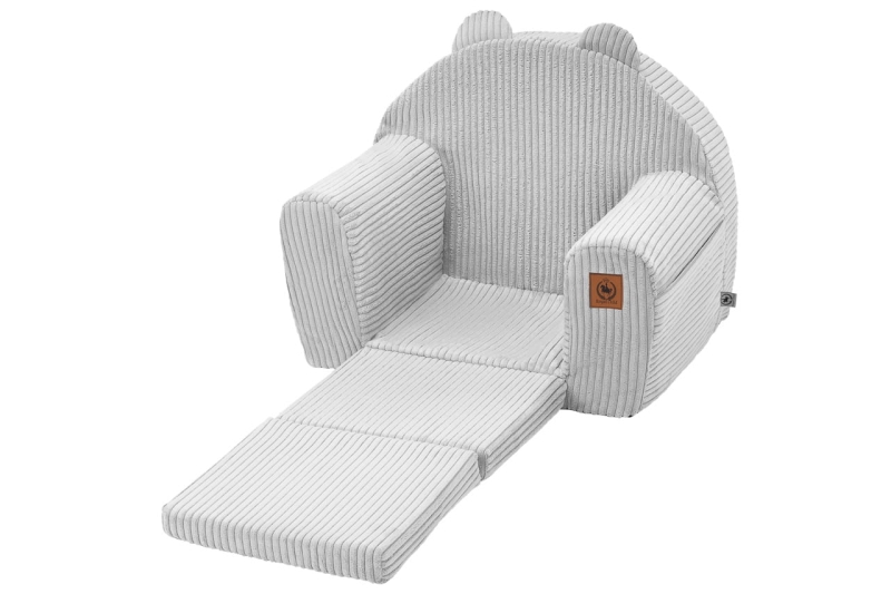 Fotelik rozkładany dla dziecka szary sztruks