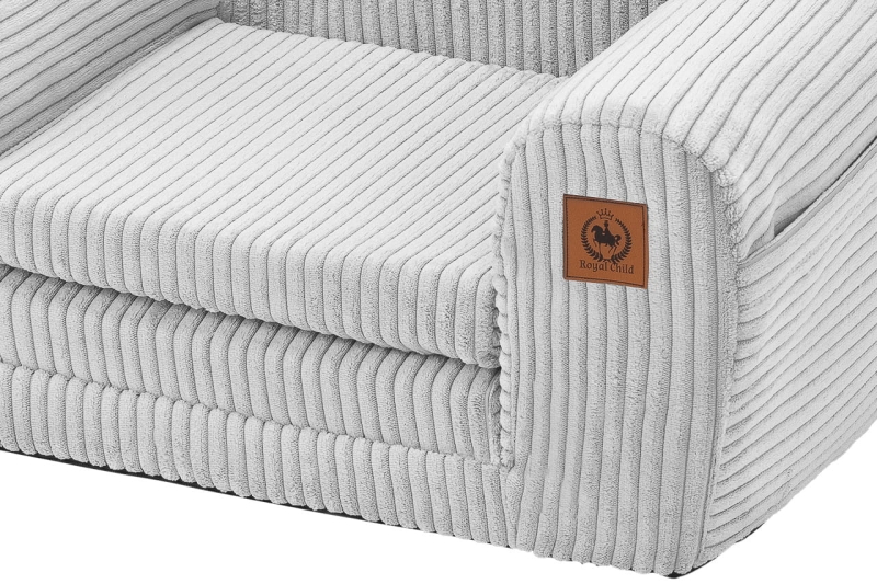 Fotelik rozkładany dla dziecka szary sztruks