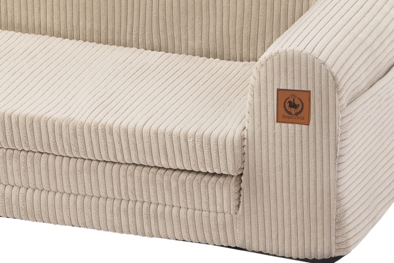 Sofa rozkładana dla dziecka beżowy sztruks