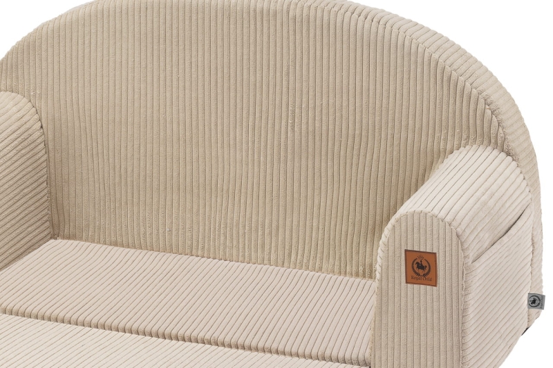 Sofa rozkładana dla dziecka beżowy sztruks