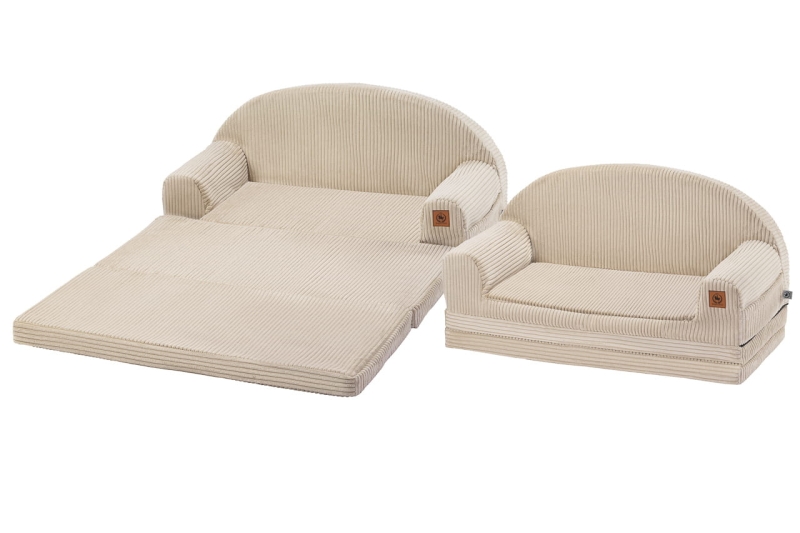 Sofa rozkładana dla dziecka XXL beżowy sztruks