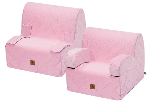 Fotel dla dziecka XXL różowy pikowany velvet