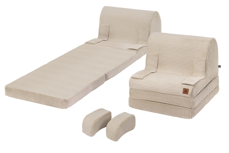 Fotel rozkładany dla dziecka XXL beżowy sztruks