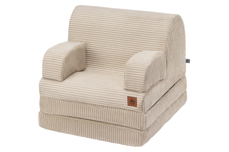 Fotel rozkładany dla dziecka XXL beżowy sztruks