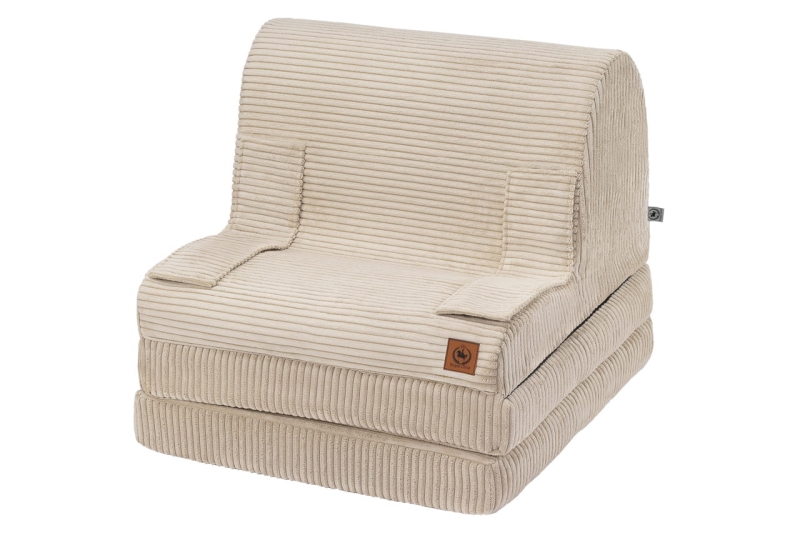 Fotel rozkładany dla dziecka XXL beżowy sztruks