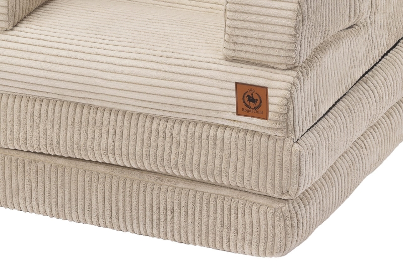 Fotel rozkładany dla dziecka XXL beżowy sztruks