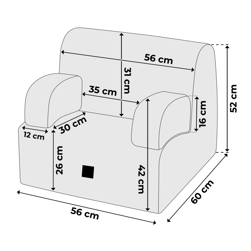 Fotel dla dziecka XXL khaki sztruks