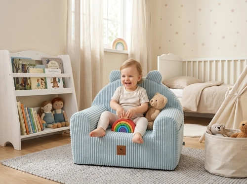 Fotelik dla dziecka baby blue sztruks