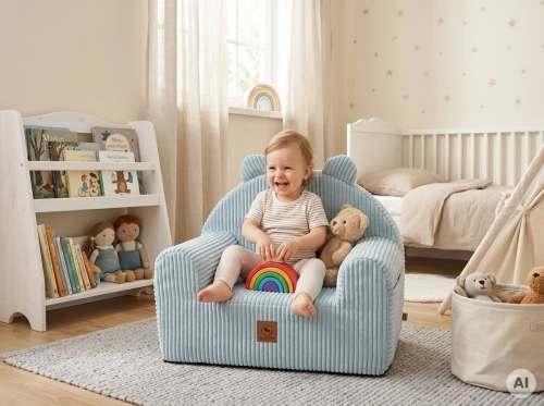 Fotelik dla dziecka baby blue sztruks