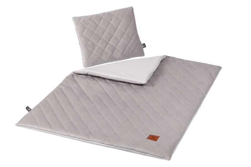 Koc z poduszką szary velvet soft