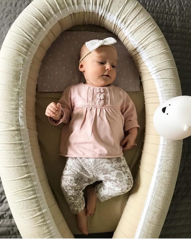 Kokon niemowlęcy kremowe wzory BAWEŁNA PREMIUM