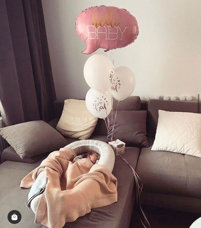 Kokon niemowlęcy kremowe wzory BAWEŁNA PREMIUM