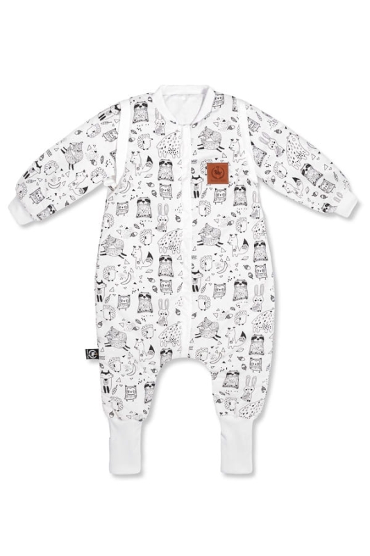 Śpiworek do spania od 1 do 2,5 lat z nóżkami skandynawskie wzory bawełna PREMIUM