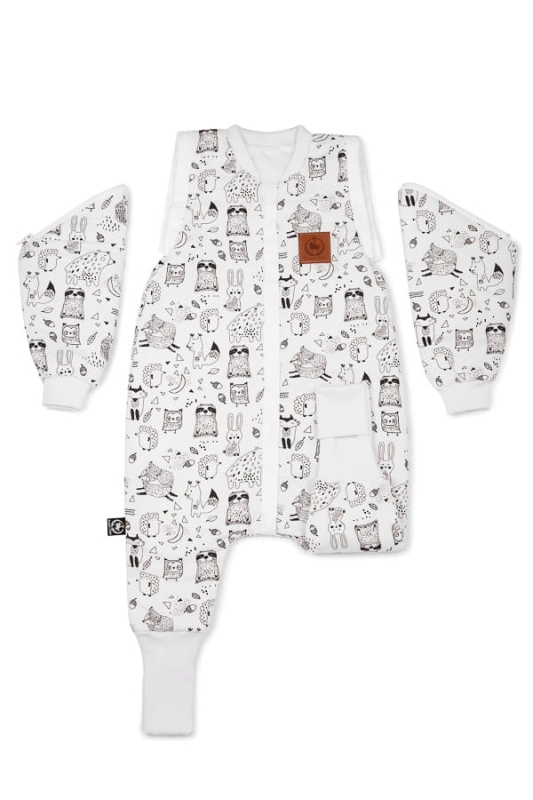 Śpiworek do spania od 1 do 2,5 lat z nóżkami skandynawskie wzory bawełna PREMIUM