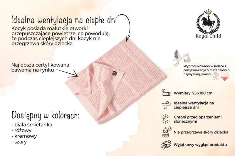 Kocyk przewiewny na lato różowy