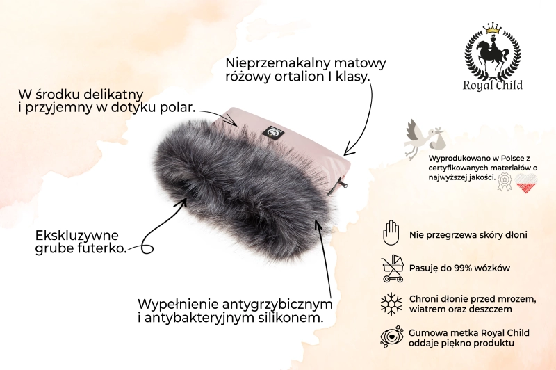 Mufka do wózka różowy mat