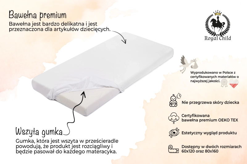 Prześcieradło do łóżeczka białe 60x120