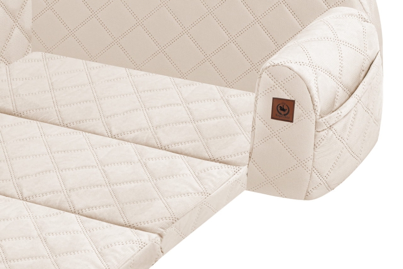 Sofa rozkładana kremowa pikowany velvet