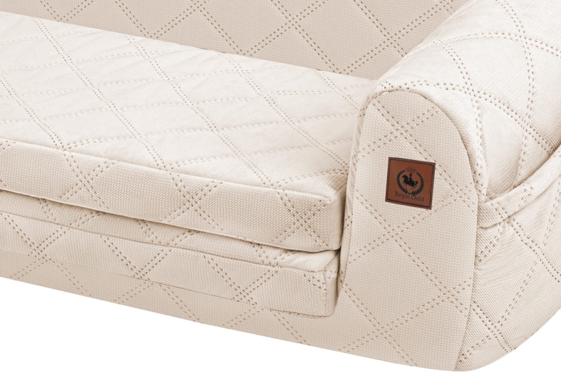 Sofa rozkładana kremowa pikowany velvet