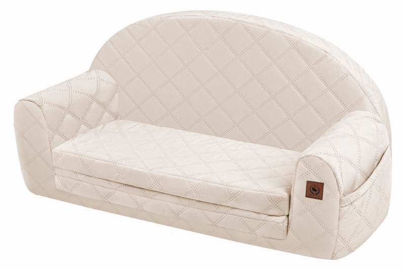 Sofa rozkładana kremowa pikowany velvet