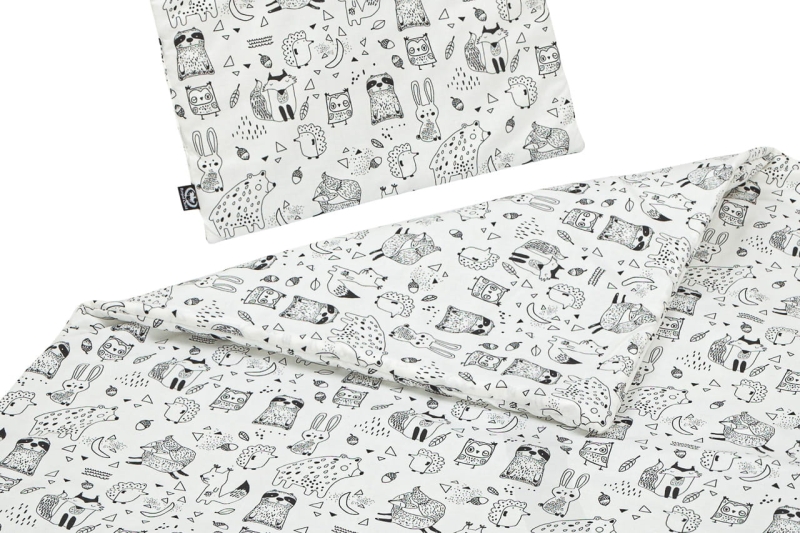 Pościel z wypełnieniem 75x100 z poduszką czarno białe wzory