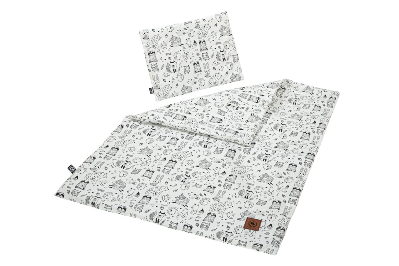 Pościel z wypełnieniem 75x100 z poduszką czarno białe wzory