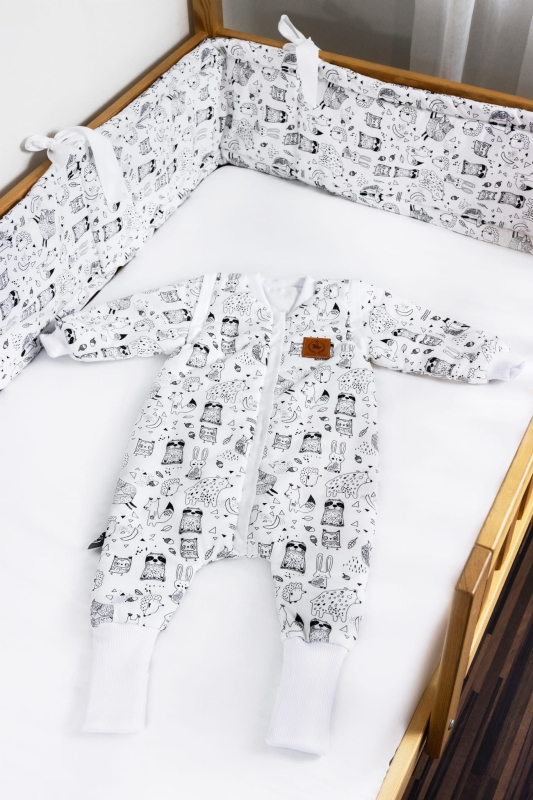 Śpiworek do spania od 1 do 2,5 lat z nóżkami skandynawskie wzory bawełna PREMIUM