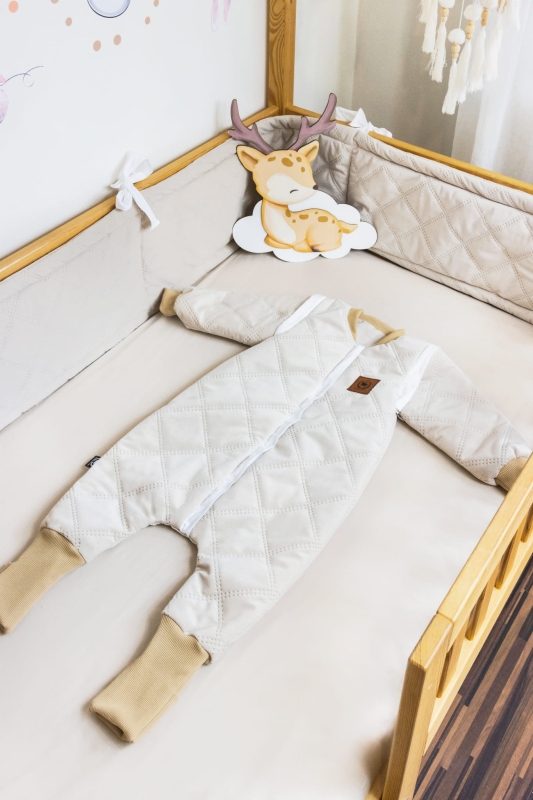 Śpiworek do spania od 1 do 2,5 lat z nóżkami kremowy velvet