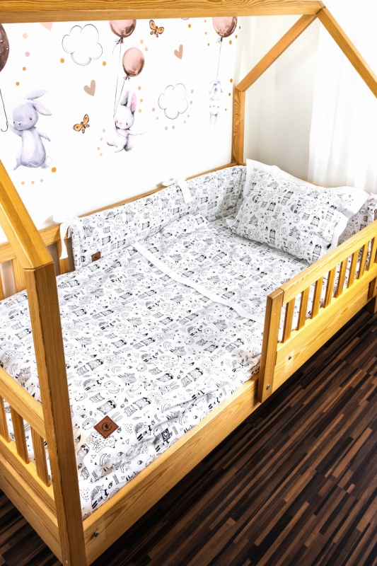 Pościel do łóżeczka 120x90 czarno białe skandynawskie wzory